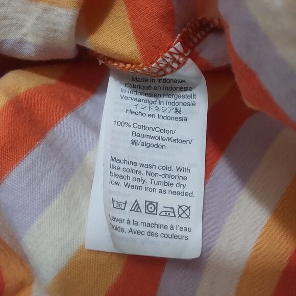 Madewell Tee Shirt Orange Stripe Embroidered Daisy Short Sleeve Womens Small - Picture 8 of 8